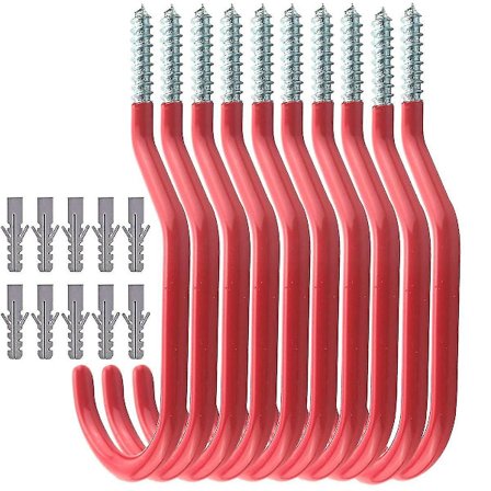 Cykelkrok, 10-pack cykelhållare set, cykelkrokar för garage, skruvbara verktygskrokar, stora krokar