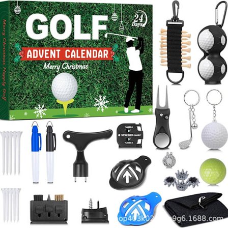 Adventskalender Golf 2025 – 24 dages adventskalender med bolde, tees og markører, julegave til far, mænd og teenagere
