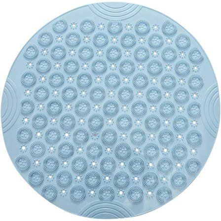 Fotmassasje Dusjmatte - 55cm Rund - Sklisikker - 76 Dreneringshull - PVC