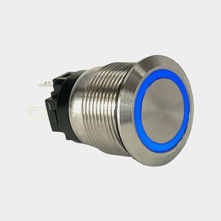 Momentary switch Carling Technologies, push button, single pole, (On)-Off, 12 V DC, 10 A, with illumination, blue