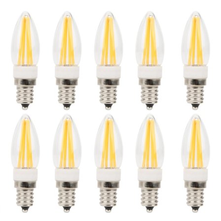 10 stk E12 lange glødepærer 3W AC110V lysekrone loftslampe glødepære varm hvid