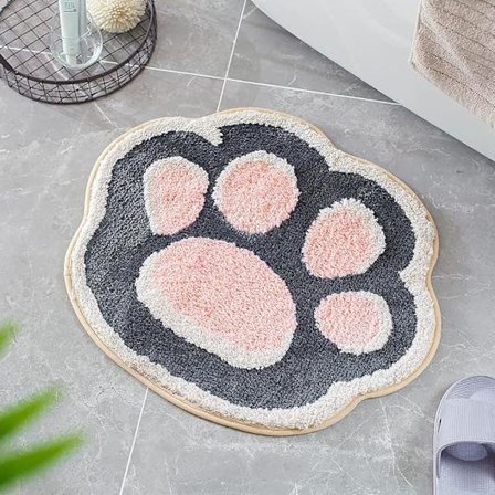 Söt Katt Tass Badrumsmatta Badrumsmatta Ultra Mjuk Mikrofiber Matta Halkfri Dörrmatta Vattenabsorberande Badmatta för Badkar, Dusch och Spa, Grå