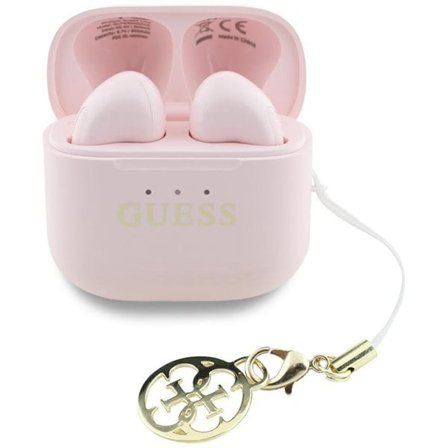 TWS Guess Hodetelefoner med logo og sjarm med glanset effekttrykk Classic - rosa