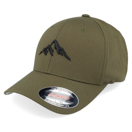 Wild Spirit - Groen flexfit Cap - Mountain 3d Black/Olive Flexfit @ Hatstore