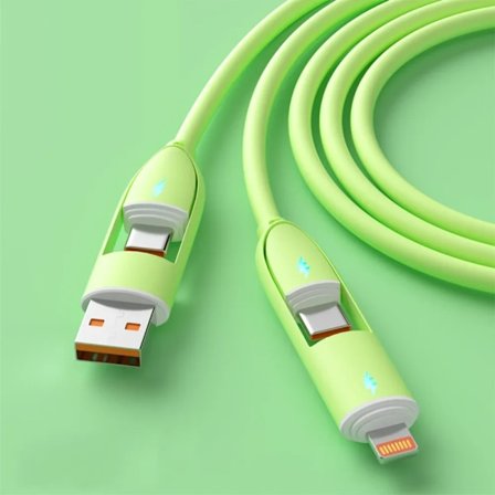 4-i-1 Silikagel MFi-certifierad USB-kabel Typ C Usb Micro För Iphone Samsung Huawei Xiaomi Multiport Multipla Laddningskablar