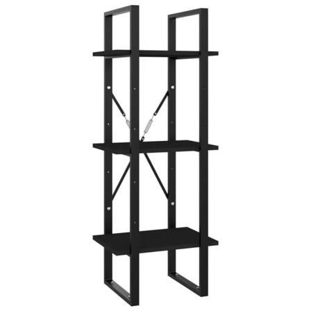 Vidaxl Bokhylla 3 Hyllplan Svart 40x30x105 Cm Spånskiva Svart
