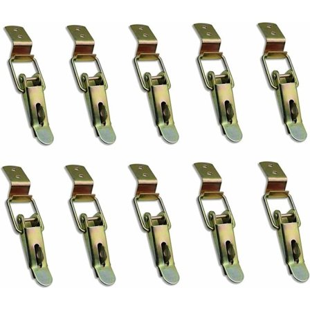 10 stk lukket spak og krok, vippehasp, for skuff, spaklås, verktøykasse, skap, skap, boks (galvanisert gul) KLB