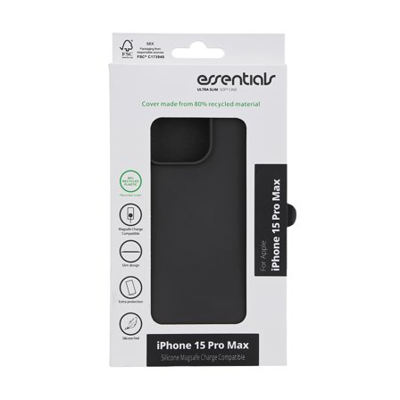 Essentials iPhone 15 Pro Max silicone back cover, black