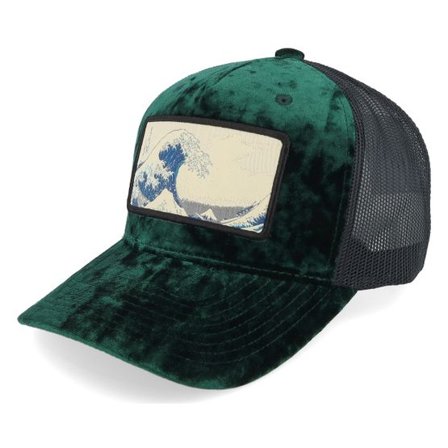 Iconic - Grön trucker Keps - The Great Wave Green/Black Velvet Trucker @ Hatstore