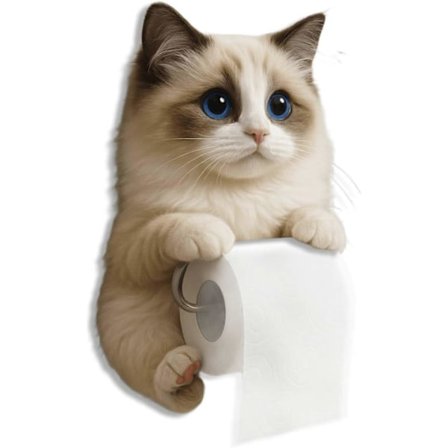 Kissapaperiteline, hauska 3D-kissapaperipyyheteline, söpö koristeellinen WC-paperiteline seinälle asennettava kylpyhuoneeseen keittiöön, 