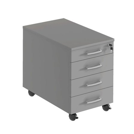 DENORD DESIGN Hurts mobil 4 lådig, djup 600 mm grå - Lyreco - Kontorsmöbler och inredning - Bord och hurtsar - Hurtsar