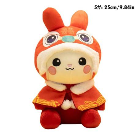 2023 Nyår Zodiac Red Cloak Plyschleksak Bunny Mascot Plysch D