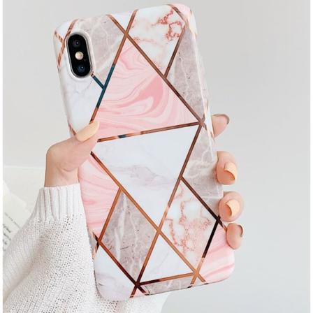iPhone XR Stilrent Marmorskal Premium Rosa