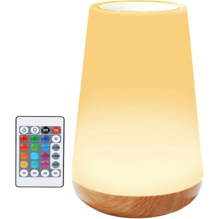 LED Nattlampa Touch Lampa Bordslampa För Sovrum Uppladdningsbar Dimbar Med Fjärrkontroll + RGB Färgskiftande [energiklass A+]