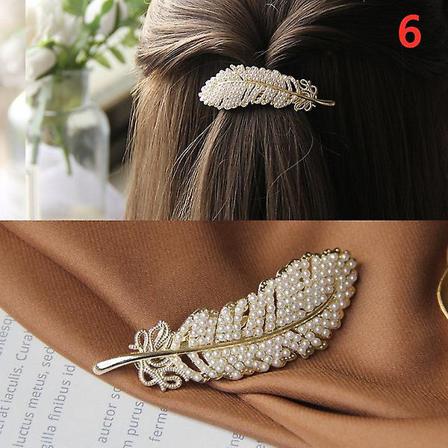 Rhinestone Alloy Hårnål Sido Bangs Clip Pearl Bow Feather Sprin