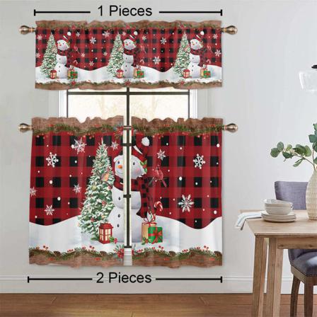 1/2 St Printed Pläd Blackout Valance Xmas Short Panel
