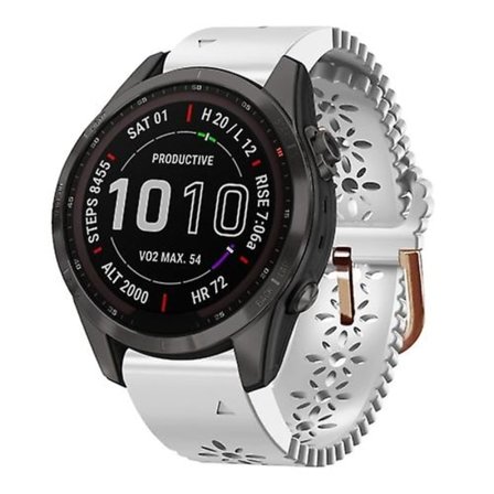 For Garmin Fenix ​​7s Sapphire Solar 20 mm silikonklokkebånd for dame med blonder Punch DUM