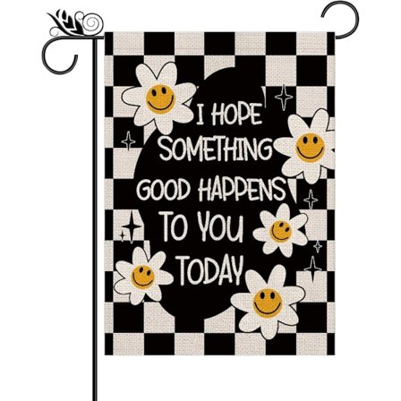 Vintage Smile Daisy Sommar Trädgårdsflagga - 12,5x18 Tum Dubbelsidig Vertikal Dekor med Inspirerande Citat för Säsongsbetonad Utomhusgård