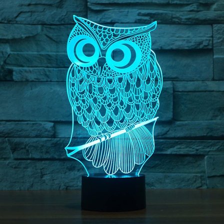 Uggla Nattlampa 3d Optisk Illusion Bordslampa För Barn, Usb-brytare Touch 7 Färgförändrande Leksaker Sovrumsdekorationsbelysning Födelsedagspresenter 