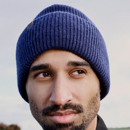 Hiems | Gorro con dobladillo de lana reciclada azul marino para hombres - Gorros de punto