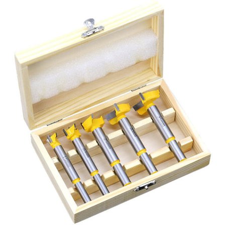 Forstner treskjærsett. Sett med 5 Forstner-bor 15, 20, 25, 30, 35 mm. Frese