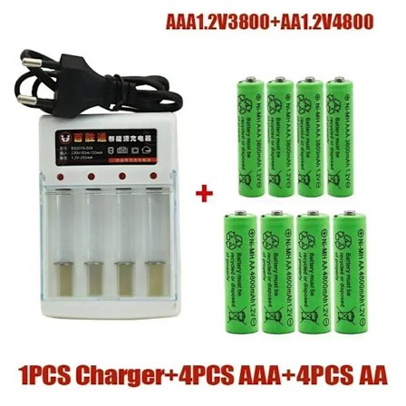1,2V AA 4800mAh genopladelige NI-MH-batterier+1,2 V AAA 3800 MAh genopladeligt batteri NI-MH-batteri