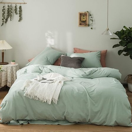 Dynetrekk 150 x 200 cm Lysegrønn - Voksent sengetøysett for 2 personer med glidelås Mikrofiber dynetrekksett