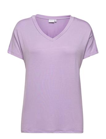 Vibelis V-Neck S/S Top/Su T-shirt Top Lilla Vila