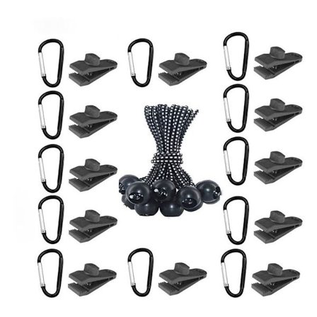 10-pack presenningklämmor, presenningklämmor bungee-snören (med D-ringar) för tält, presenningar, markiser