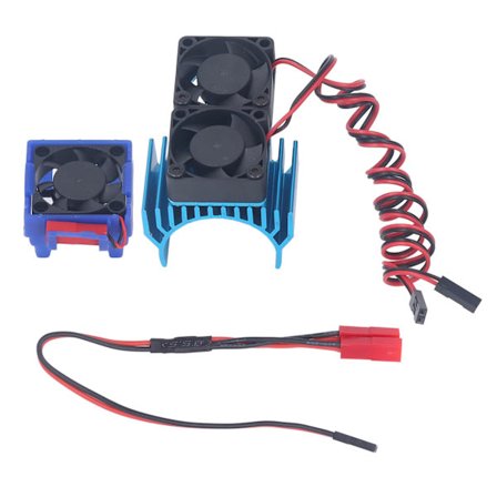 DC 5V RC Kylfläns High Velocity Fläkt Motor Kylarfläkt Set för Traxxas Slash 4×4 VXL 1/10 RC Car Blue