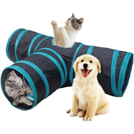 3-vejs kattetunnel, sammenklappelig kattetunnel interaktivt legetøjstunnel legetøj til katte, hvalpe, kaniner, marsvin