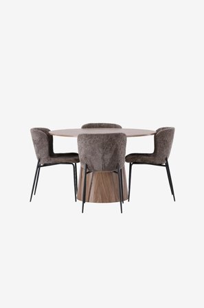 Venture Home - Matgrupp Lanzo med 4st stolar Modesto - Brun - Matgrupp 4 personer - Från Homeroom