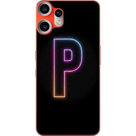Yhteensopiva Puhelinkuori Nothing Nothing CMF Phone 2 Pro Minimaalinen neonkirjain P värin asteittaisella muutoksella ja valotehosteella mustaa taust
