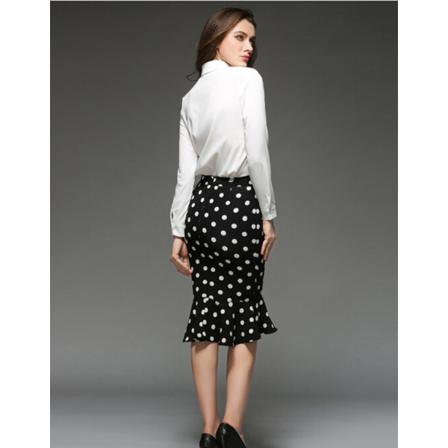 Kvinnors Retro Polka Dot Fishtail Penna Kjol Med Hög Midja, Xl