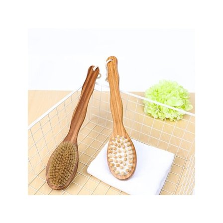 Kroppsborste Torr Naturlig Vildsvinsborst Badborste för Borstning av Våt Hud Dusch & Hudmassage Trä Exfoliering & Lymfmassage & Behandling