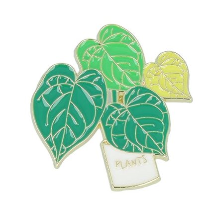 Cap Pins - Grön Tillbehör - Heart Leaves Plant Metal Enamel Pin @ Hatstore