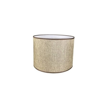 Cylindrisk lampskärm av handgjord linnetyg för bordslampa, pendellampa, golvlampa (kaffe, diameter 33 cm x höjd 23 cm)