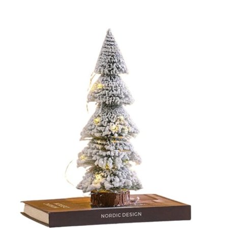 Tårn Shaped Flocked Jule Tree Mini Ceder Tree Desktop Ornament Home Jule Dekoration