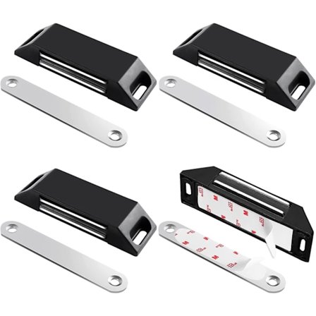 4 kappaleen pakkaus itseliimautuvia magneettisia ovenpysäyttimiä, ei porausta, magneetteja kaapin oville, oven magneetteja huonekaluihin, vahva 