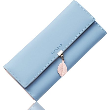 Dames portemonnee, RFID-blokkerende PU-leren portemonnee voor dames Blad hanger rits portemonnee met meerdere kaartvakken en ruim compartiment