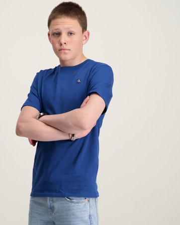 Calvin Klein MONO MINI BADGE REG T-SHIRT Bleu T-shirts Garçon - Kids Brand Store