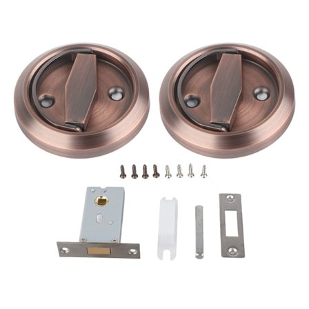 Baderom Dobbeltsidig Lås 304 Rustfritt Stål Ringhåndtak Dørlåsetilbehør (Rød Bronse (Med Lås))