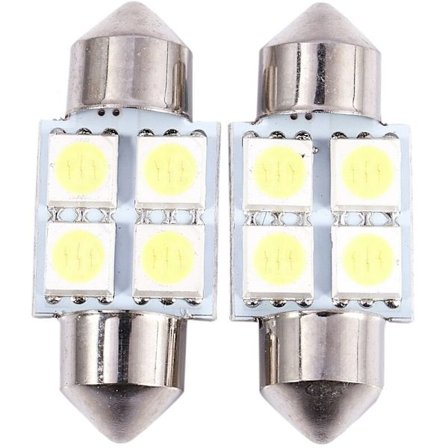 DC 12V 30mm 4 5050 SMD Bilens Inre Kupol Festoon Vit LED 2 st