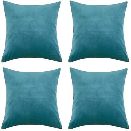 Teal Sammetskuddfodral för Soffa 18x18 Tum 45cm X 45cm Mjuk Pläd