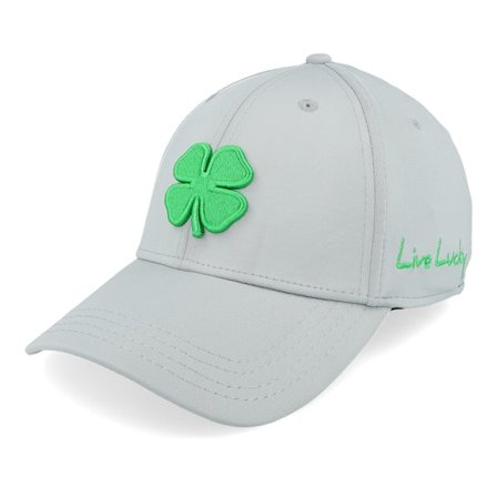 Black Clover - Grå flexfit Caps - Premium Clover Silver/Green Flexfit @ Hatstore