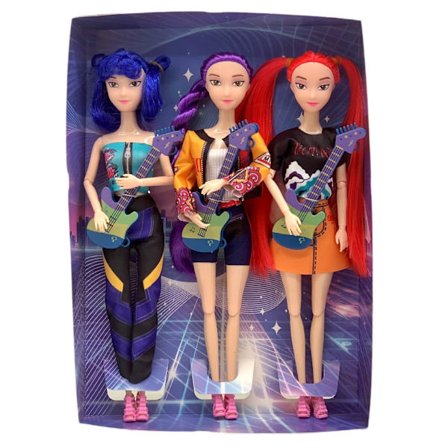 K-POP Demon Hunter Jentegruppe Nye Stiler med gitar Anime Dukkeleker 3-personers sett