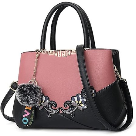 Dame Top-Handle Taske Skuldertaske Pom Pom Dekoration Dame Tote Taske Messenger Taske Rejse Vandtæt PU Læder (Pink B+ Pom Pom Dekoration)