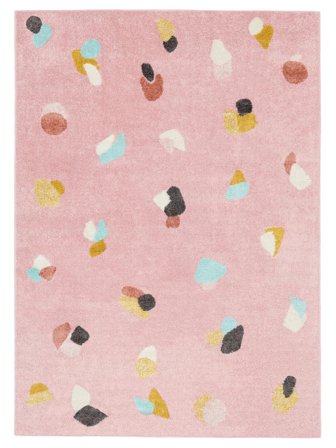 Washable Kids Rug Indoor/Outdoor Geometric Candy Pink/Multicolor Small Oeko-Tex