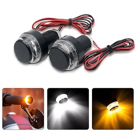 2x Motorcykel Blinklys LED Lys Indikator Håndtag Bar End Styrlampe