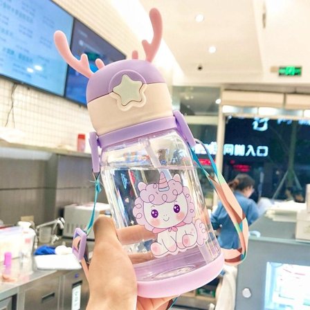 Enkel och söt 500ml mugg med sugrör för barn i förskola och grundskola med stor kapacitet